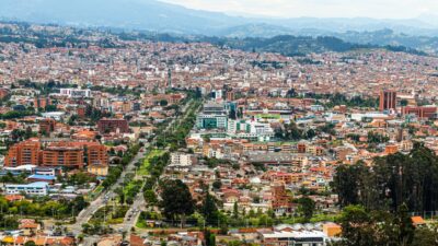 Panoramic top view of the city of Cuenca, Ecuador